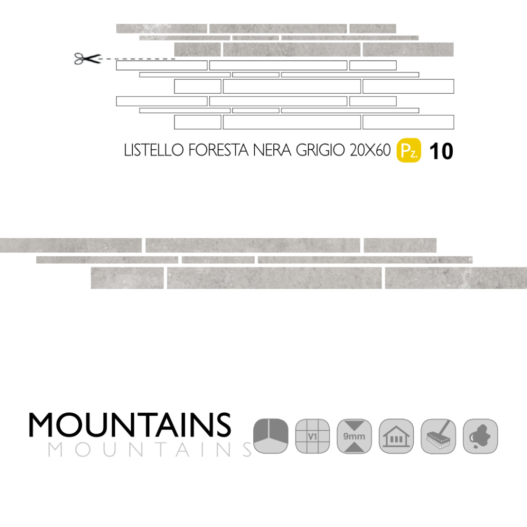 Mountains Listello Foresta Nera Grigio 20x60
