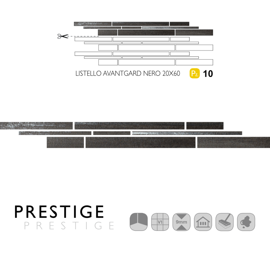 Prestige Listello Avantgard Nero 20x60