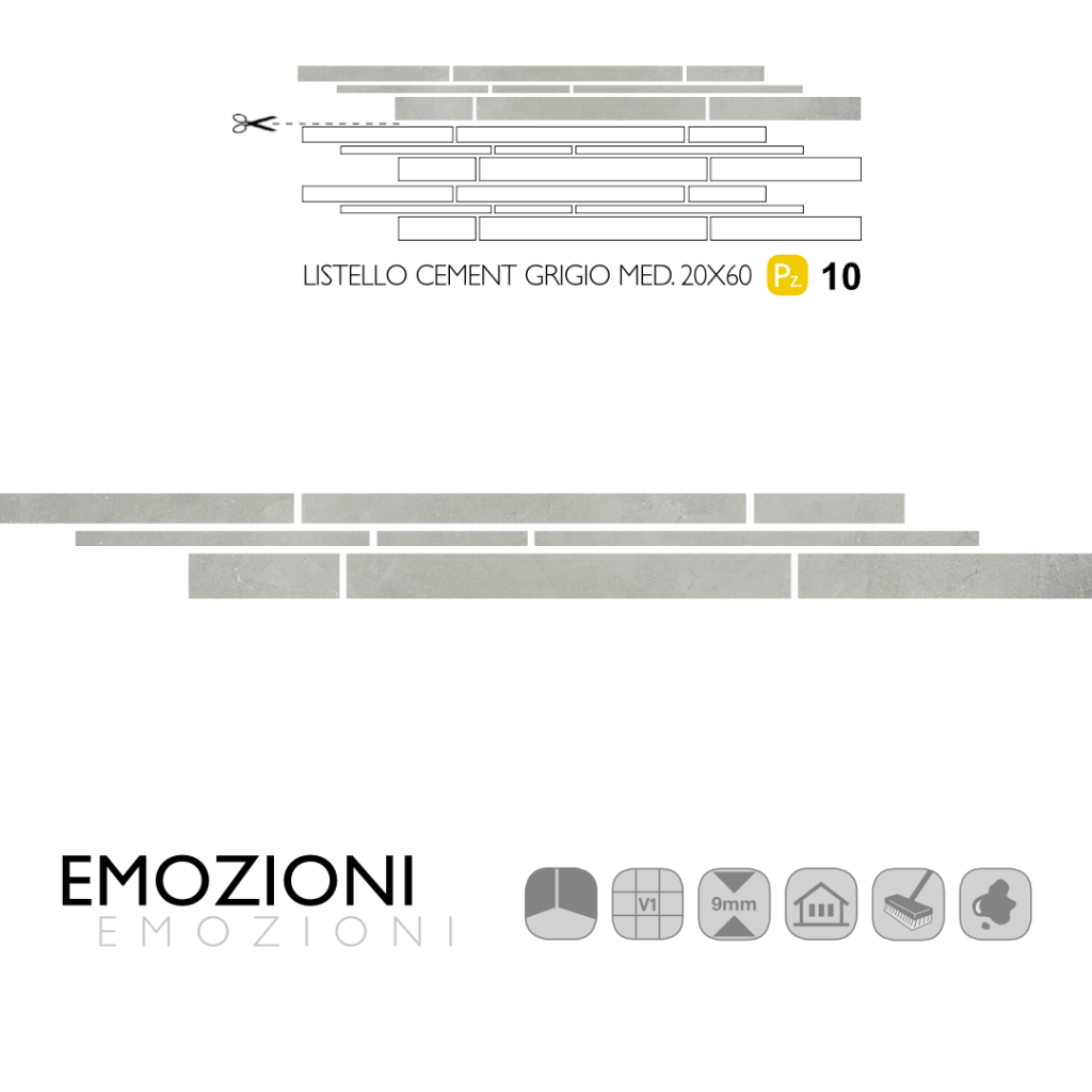 Emozioni Listello Cement Grigio Med. 20x60