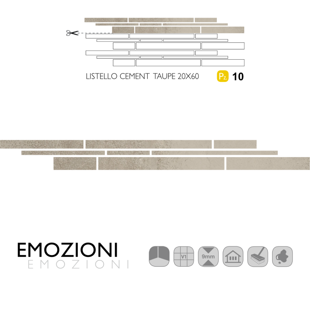 Emozioni Listello Cement Taupe 20x60