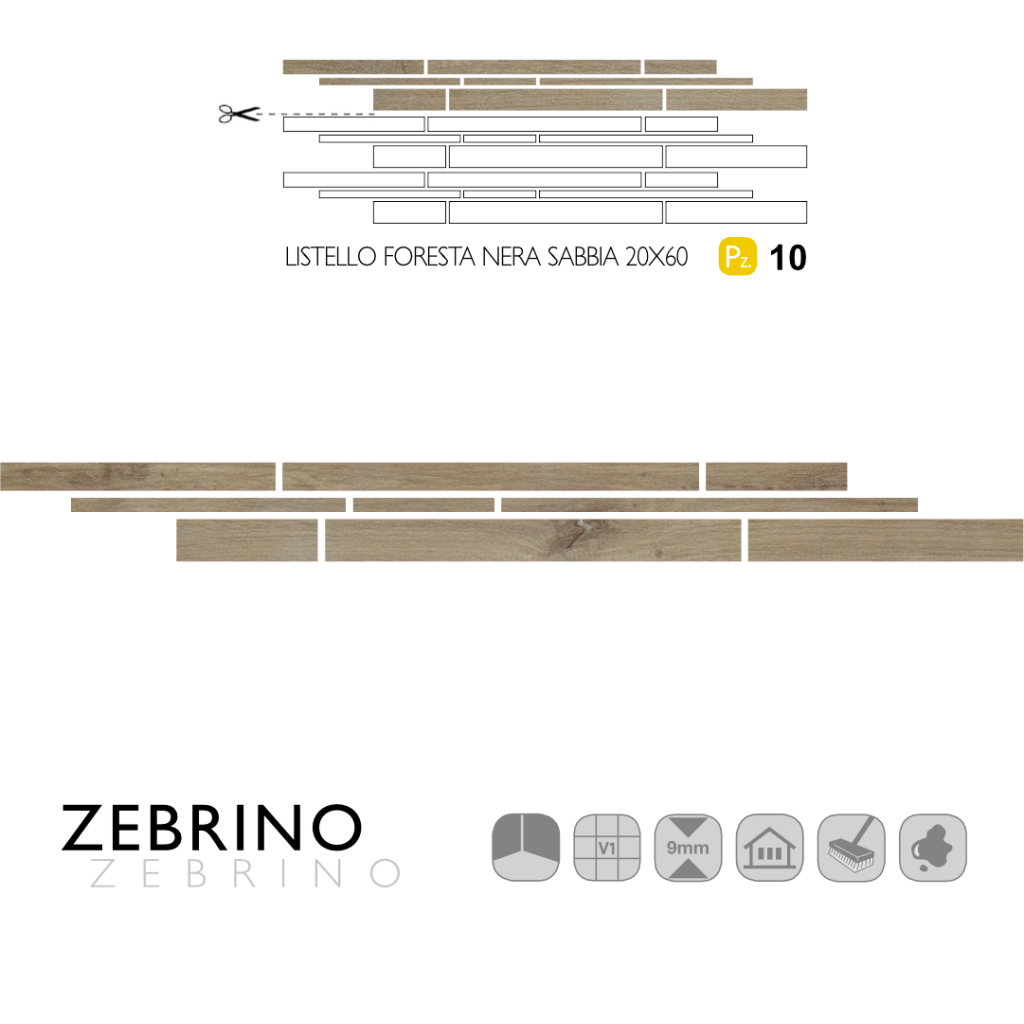 Zebrino Listello Foresta Nera Sabbia 20x60