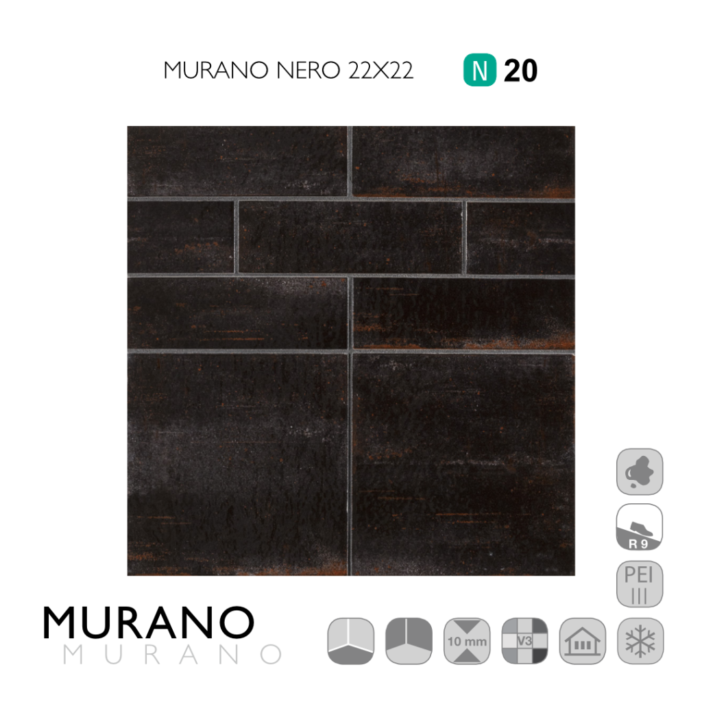 Murano Nero 22x22