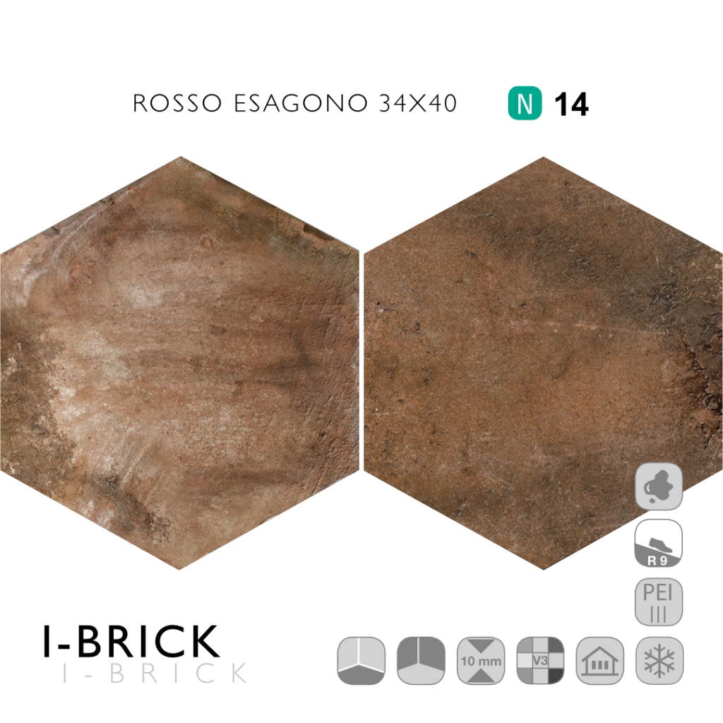 I-Brick Rosso Esagono 34x40